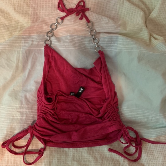 Pink halter top with silver hardware - Picture 2 of 3